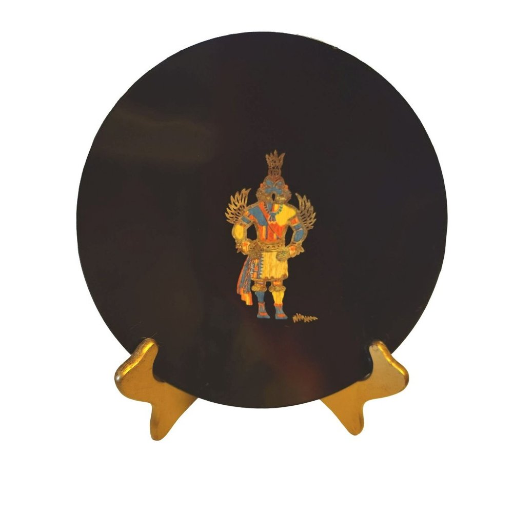 Hand-Inlaid Reproduction of the Hummingbird Kachina by Couroc Monterey, CA MCM